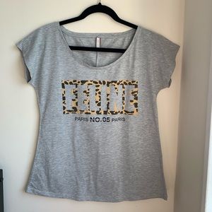 Grey “FELINE” top